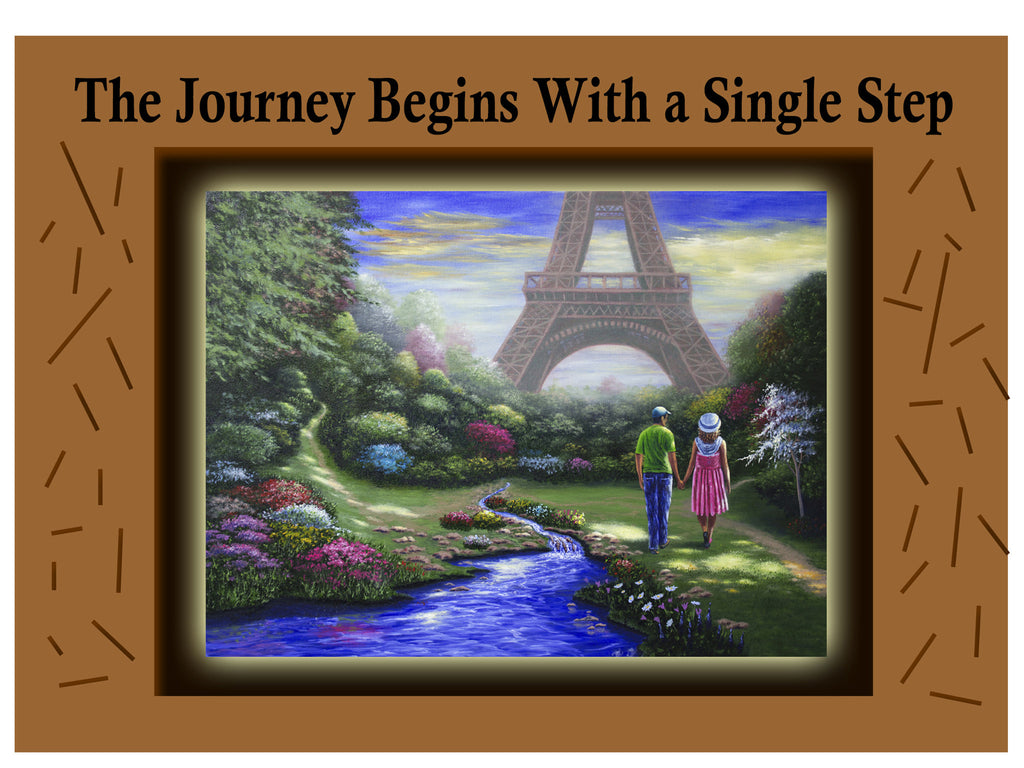 Greeting Card Plaque - The Journey Begins with a Single Step