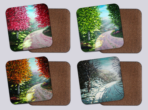 Coasters with Cork #10 "Sister of spring, summer,fall,winter"