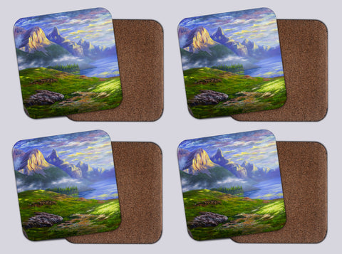 Coasters with Cork #19 "Maligne Lake (The Mountain)"