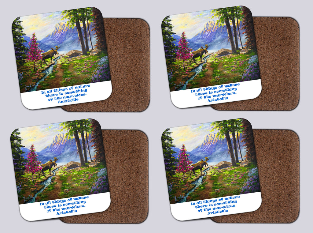Coasters with Cork # 23 "Moose Calls at Bow Mountain"
