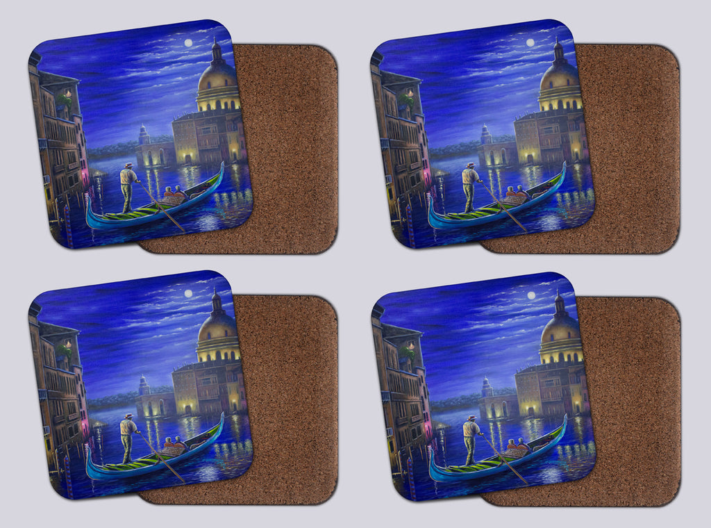 Coasters with Cork # 8 "Evening in Venice"