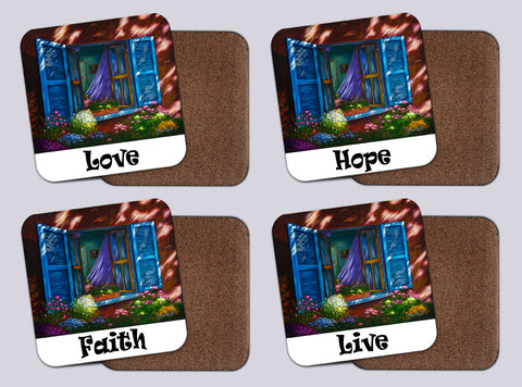 Coasters with Cork #9 "Blowing in the Window"